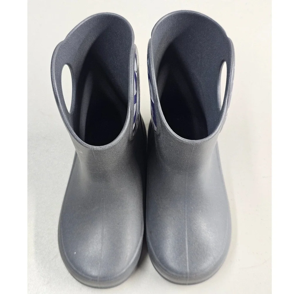 Okabashi Kids Grey Shark Print Waterproof Rain Boots Size 8 Made in USA
